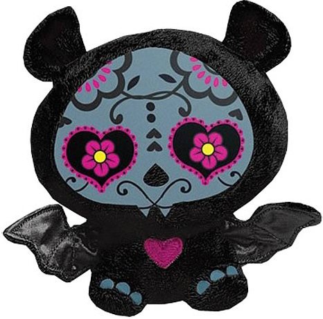 Skelanimals Day of the Dead Diego (Bat) 6-Inch Plush figure by Mitchell Bernal, produced by Toynami. Front view.