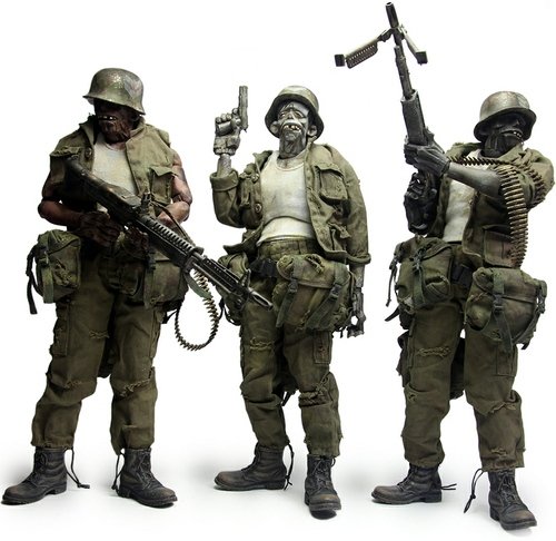 Dead Easy Corp figure by Ashley Wood, produced by Threea. Front view.