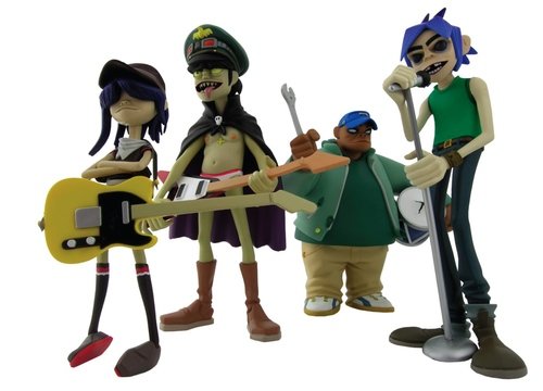 Gorillaz White Edition figure by Jamie Hewlett, produced by Kidrobot. Front view.