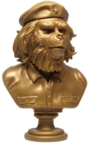 Rebel Ape Bust - Gold figure by Ssur, produced by 3D Retro. Front view.