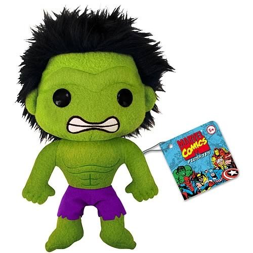 Hulk 7 Plush figure by Marvel, produced by Funko. Front view.