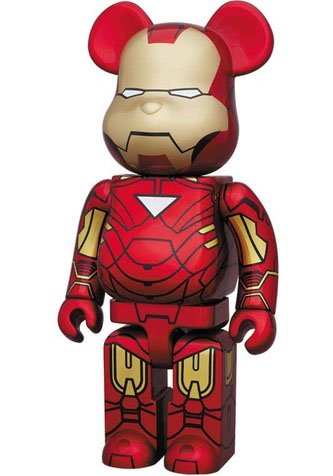 Iron Man Mark VI Be@rbrick 400% figure by Marvel, produced by Medicom Toy. Front view.
