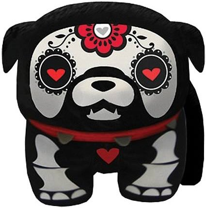 Skelanimals Day of the Dead Maxx (Bulldog) 6-Inch Plush figure by Mitchell Bernal, produced by Toynami. Front view.