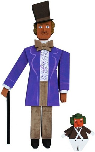Willy Wonka figure by Amanda Visell, produced by Switcheroo. Front view.