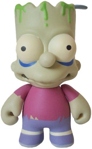 Zombie Bart figure by Matt Groening, produced by Kidrobot. Front view.