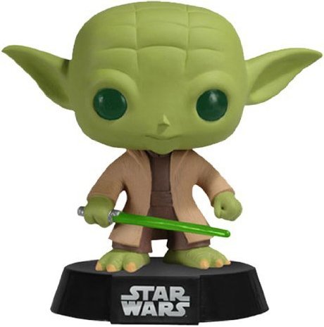 Yoda figure by Lucasfilm Ltd., produced by Funko. Front view.