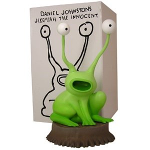 Jeremiah The Innocent figure by Daniel Johnston, produced by At Arms. Front view.