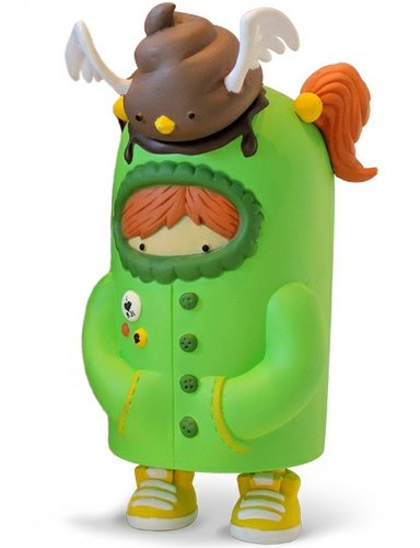 Shirley Creamhorn & Shithawk in Green figure by Jam Factory (Gavin Strange), produced by Big Spoon Toys. Front view.