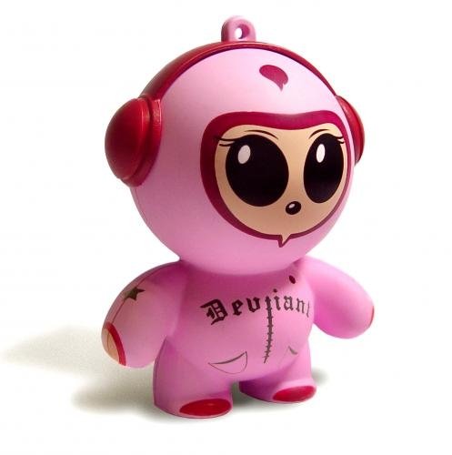 Pink Bear figure by Evan Weinberg, produced by Mobi. Front view.
