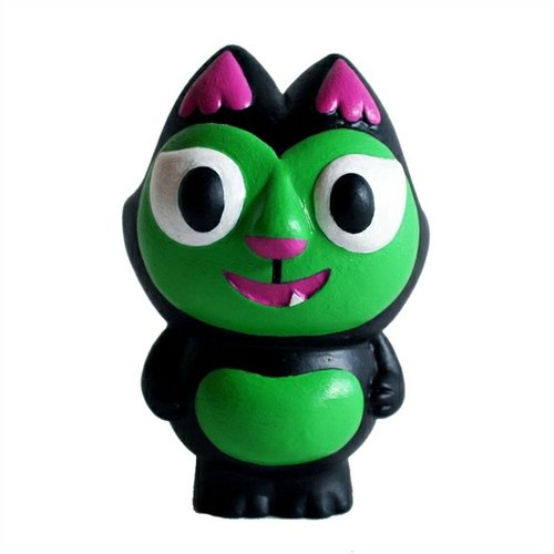 Neon Green on Black Trouble  figure by Jared Deal. Front view.