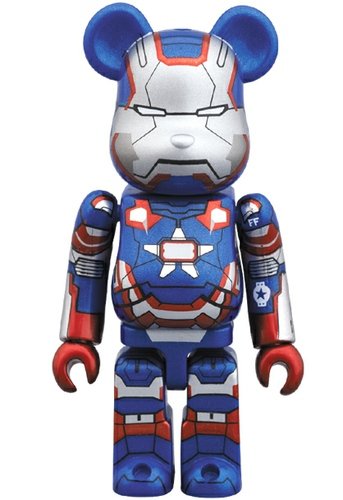 Iron Man 3 (Iron Patriot) Be@rbrick 100% figure by Marvel, produced by Medicom Toy. Front view.