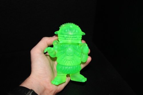 Cheestroyer - Clear Green figure by Bad Teeth Comics X Double Haunt. Front view.