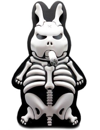 Skeleton Labbit - Frightmare Ed. figure by Frank Kozik, produced by Kidrobot. Front view.