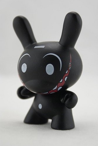 Grinning Black figure by Dalek, produced by Kidrobot. Front view.