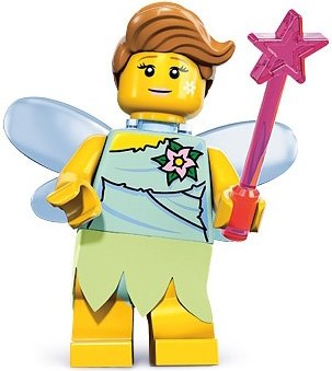 Fairy figure by Lego, produced by Lego. Front view.