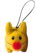 Yellow Happy Labbit Mini Plush figure by Frank Kozik, produced by Kidrobot. Front view.