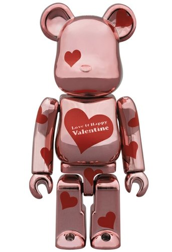 Valentine 2013 Be@rbrick 100% - Love & Happy figure, produced by Medicom Toy. Front view.