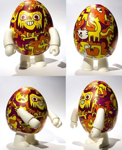 Fruit Head Egg - Qee Custom figure by Jon Burgerman. Front view.