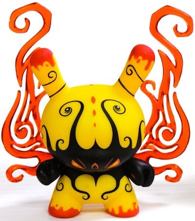Deeper Issues - Yellow  figure by Andrew Bell, produced by Kidrobot. Front view.