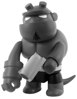 Mono Hellboy Qee figure by Mike Mignola, produced by Toy2R. Front view.