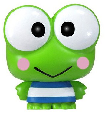 Keroppi figure by Sanrio, produced by Funko. Front view.