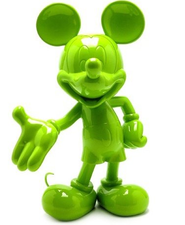 Mickey Welcome - Green figure by Disney, produced by Leblon Delienne. Front view.