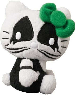 Kiss x Hello Kitty Plush - The Catman figure by Sanrio, produced by Medicom Toy. Front view.