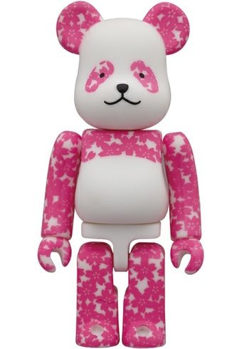 Panda Sakura BABBI Be@rbrick 100% figure by Daimaru Matsuzakaya, produced by Medicom Toy. Front view.