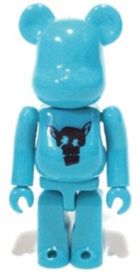Stussy Destiny Be@rbrick - Blue figure by Futura, produced by Medicom Toy. Front view.