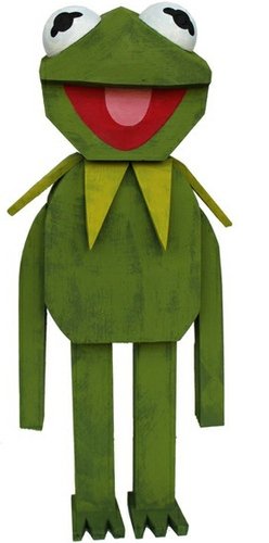 Kermit figure by Amanda Visell, produced by Switcheroo. Front view.