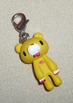 Gloomy Bear Zipper Pull (Bloody Yellow) figure by Mori Chack, produced by Kidrobot. Front view.