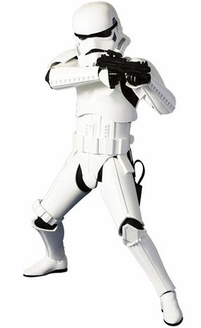 Stormtrooper figure by Lucasfilm Ltd., produced by Medicom Toy. Front view.