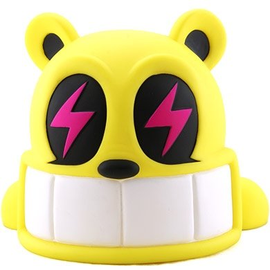 Reach Bear - Yellow figure by Reach, produced by Kidrobot. Front view.