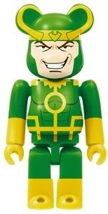 Loki Be@rbrick 100% figure by Marvel, produced by Medicom Toy. Front view.