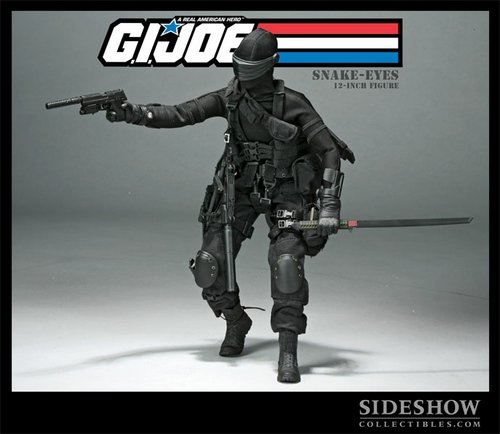 RAH Snake Eyes figure, produced by Sideshow Collectibles. Front view.