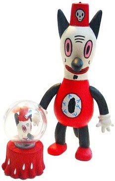 Toby & Snowglobe - Chase figure by Gary Baseman, produced by Kidrobot. Front view.