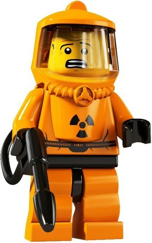 Hazmat Guy figure by Lego, produced by Lego. Front view.