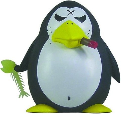 Harold the Penguin  figure by Frank Kozik, produced by Toytokyo. Front view.