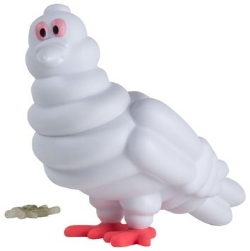 Staple Pigeon - White figure by Staple Design, produced by Kidrobot. Front view.