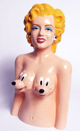 Marilyn Mickies figure by Ron English. Front view.
