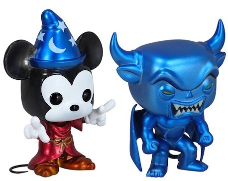 Mickey and Chernobog 2-pack - SDCC 12 figure by Disney, produced by Funko. Front view.
