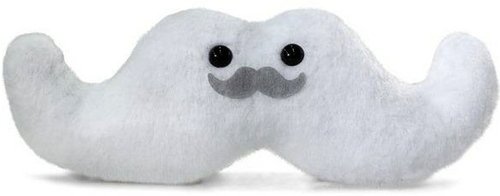 Moustachio Plush - White (Handmade)  figure by Shawn Smith (Shawnimals), produced by Shawnimals. Front view.