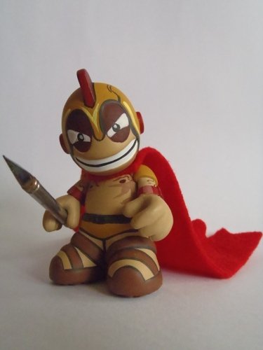 spartan figure by Matcandraw, produced by Kidrobot. Front view.