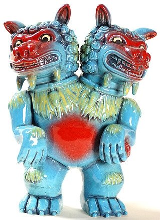 Shishi - Blue  figure by Miles Nielsen, produced by Munktiki. Front view.