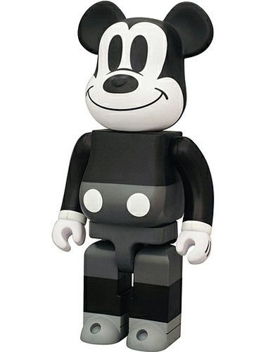 Mickey Mouse Be@rbrick 400% Mono figure by Disney, produced by Medicom Toy. Front view.