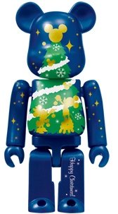 Christmas Tree Be@rbrick 100% figure by Disney, produced by Medicom Toy. Front view.