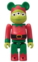 Alien Christmas Version Be@rbrick figure by Disney, produced by Medicom Toy. Front view.