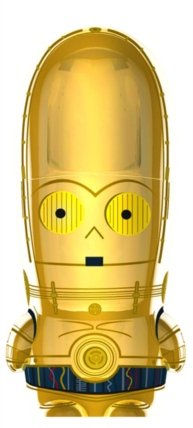 C-3PO MIMOBOT figure by Lucasfilm Ltd., produced by Mimoco. Front view.