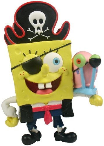 Pirate SpongeBob & Gary figure by Nickelodeon, produced by Play Imaginative. Front view.