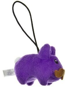 Purple Happy Labbit Mini Plush figure by Frank Kozik, produced by Kidrobot. Front view.